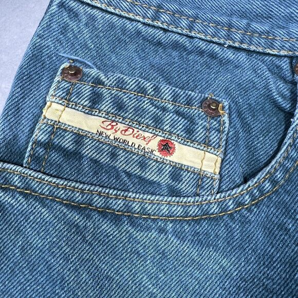 Diesel Basic Jeans Saddle Denim Men’s 36X27 Green Denim Straight Fit Raw Hem - Picture 4 of 14